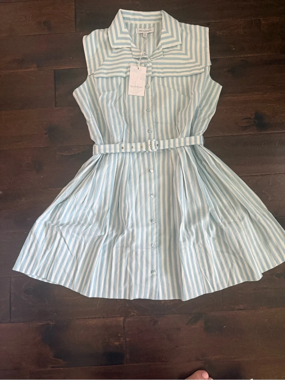 Prosperina dress Rowan Sleeveless Striped  - Light Blue & White size Medium